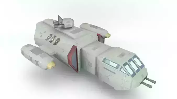 Deep space freighter Low-poly 3D model