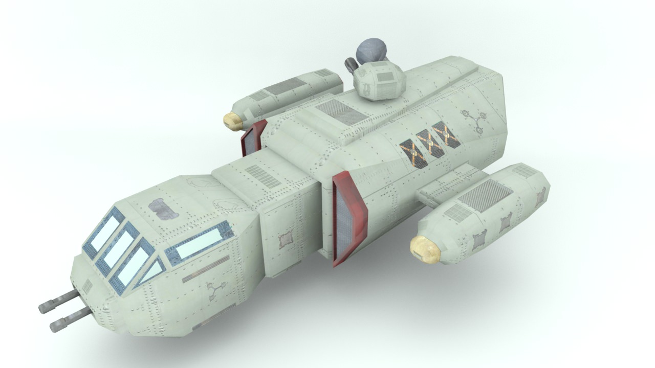 Deep space freighter Low-poly 3D model_3