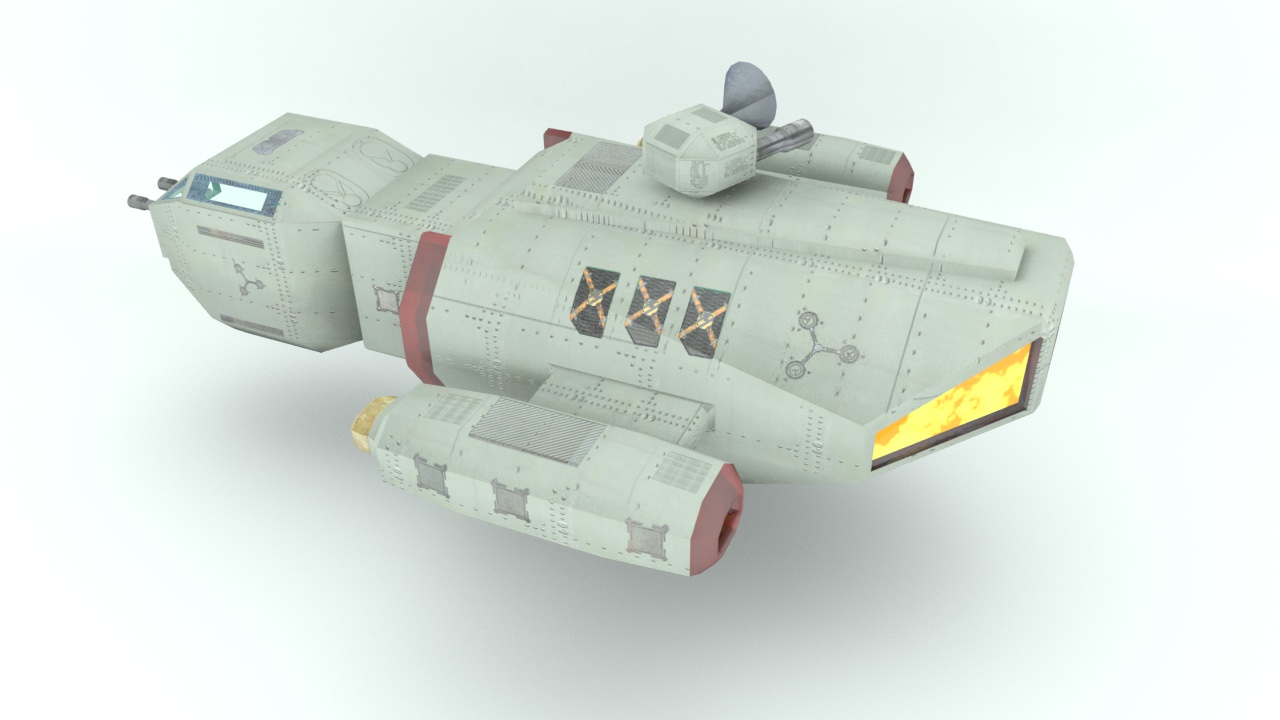 Deep space freighter Low-poly 3D model_5