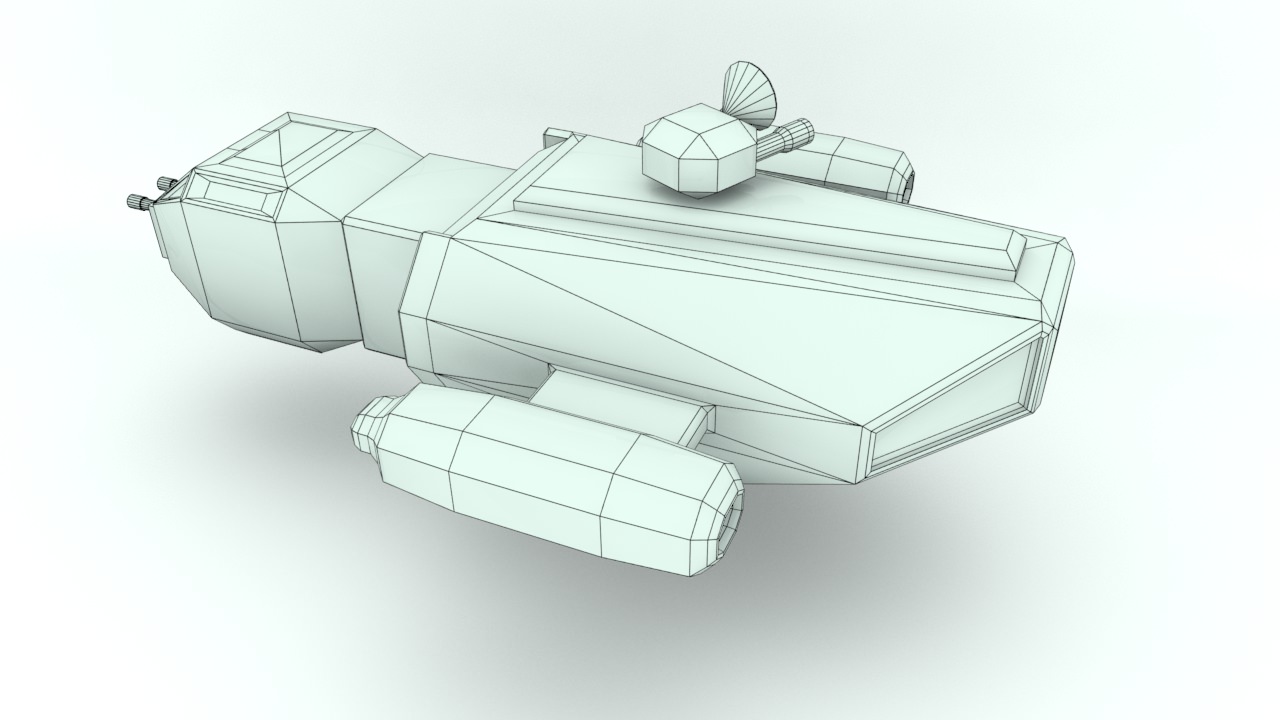 Deep space freighter Low-poly 3D model_8