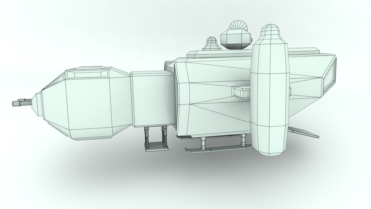 Deep space freighter Low-poly 3D model_9