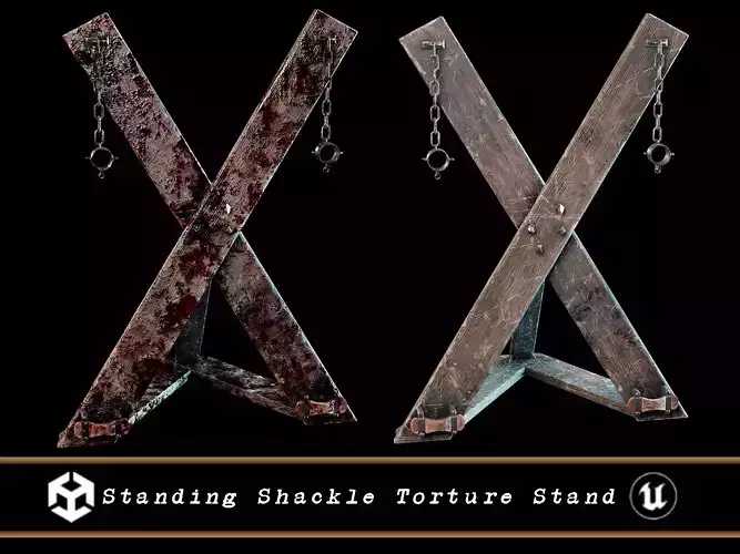 Medieval Standing Shackle Torture Stand   Low-poly 3D model