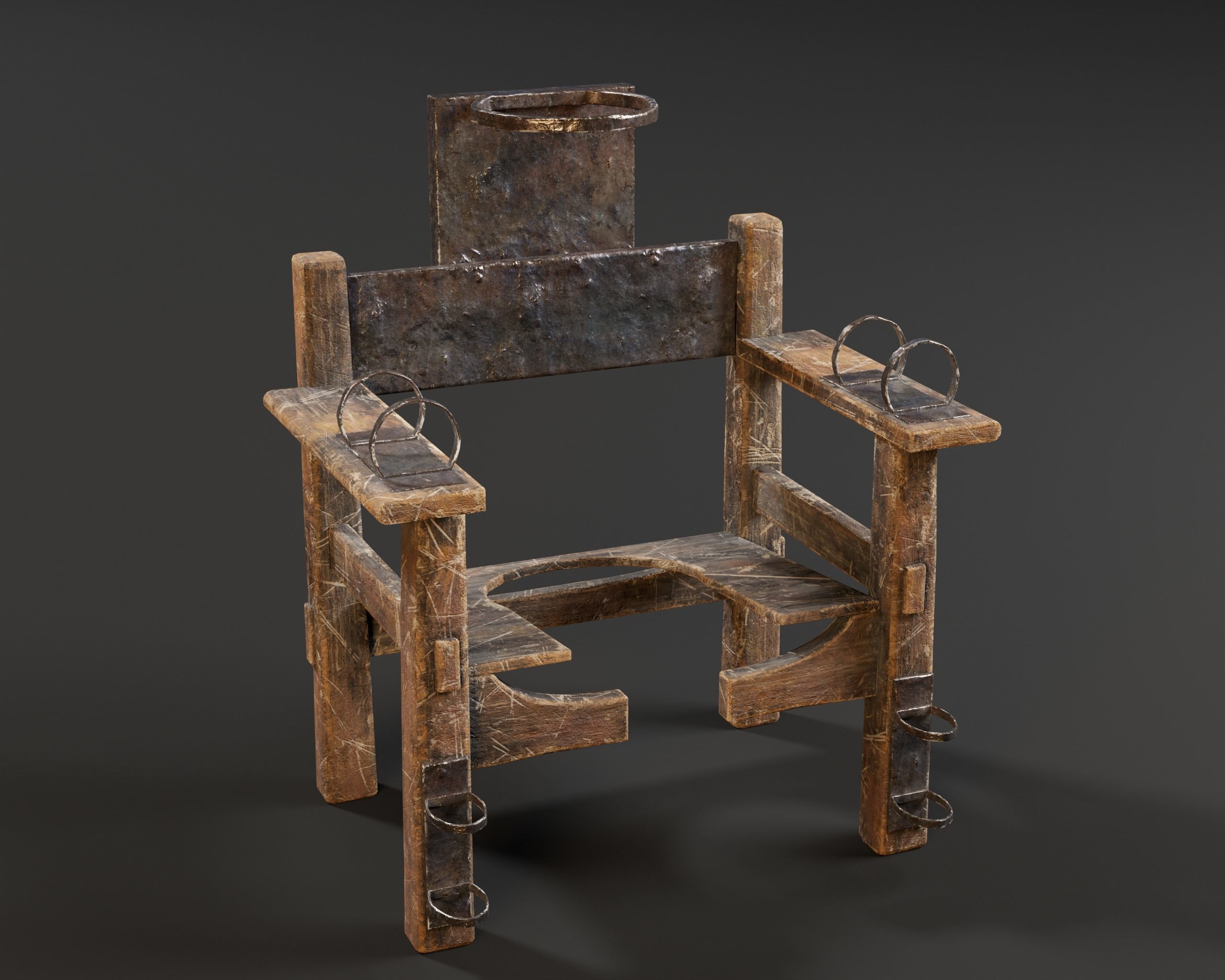 Judas Torture Stool Low-poly 3D model_2