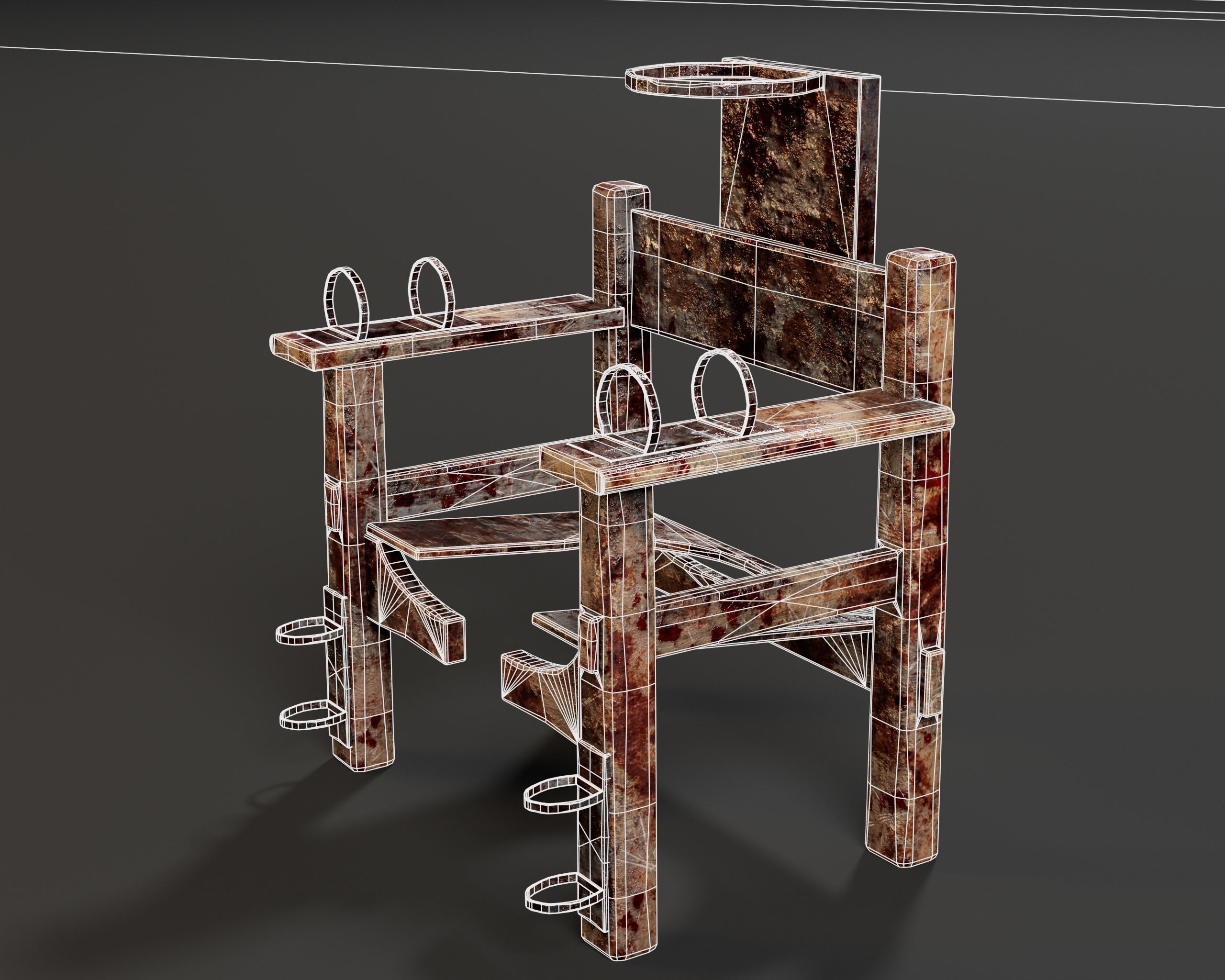 Judas Torture Stool Low-poly 3D model_9