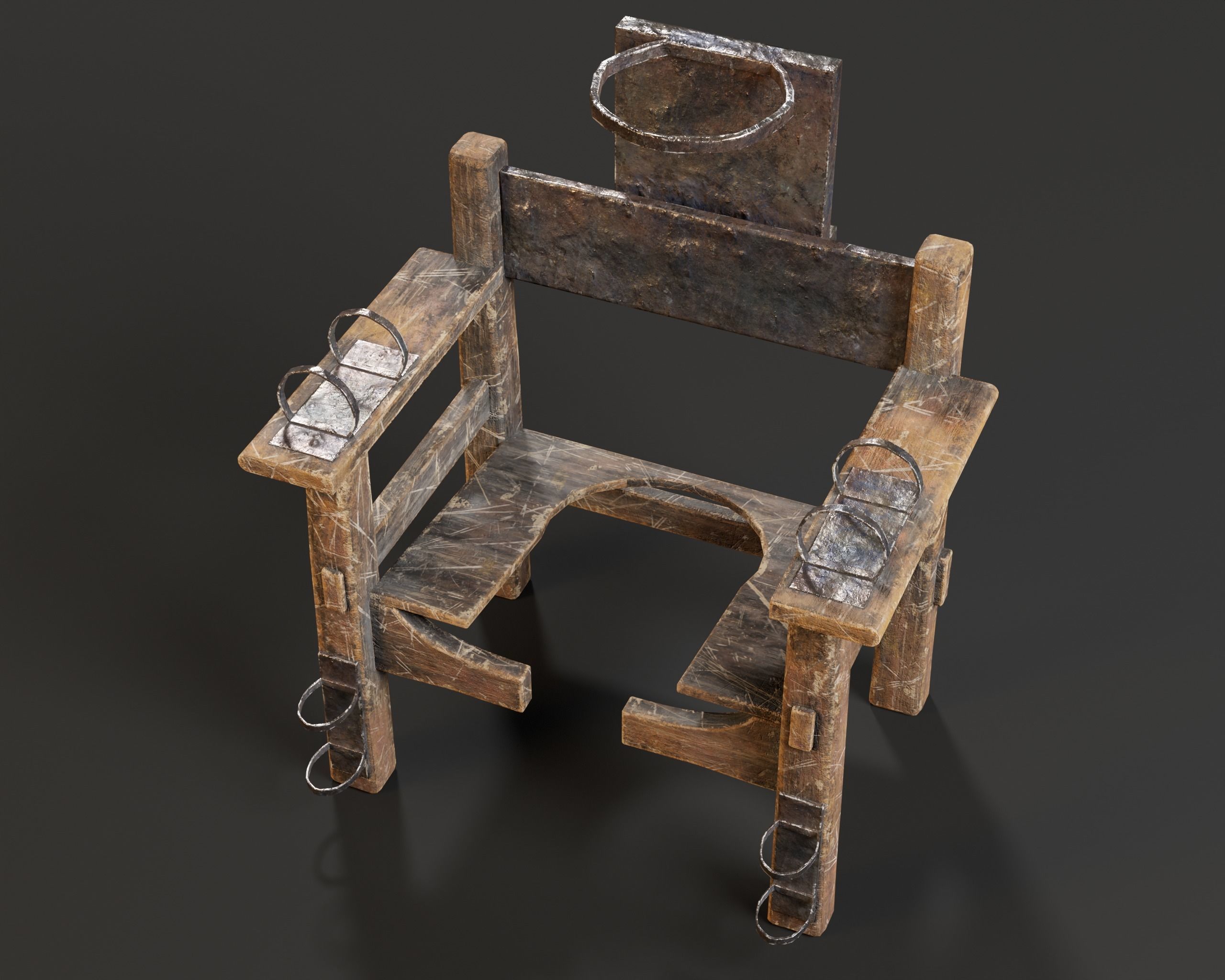 Judas Torture Stool Low-poly 3D model_6