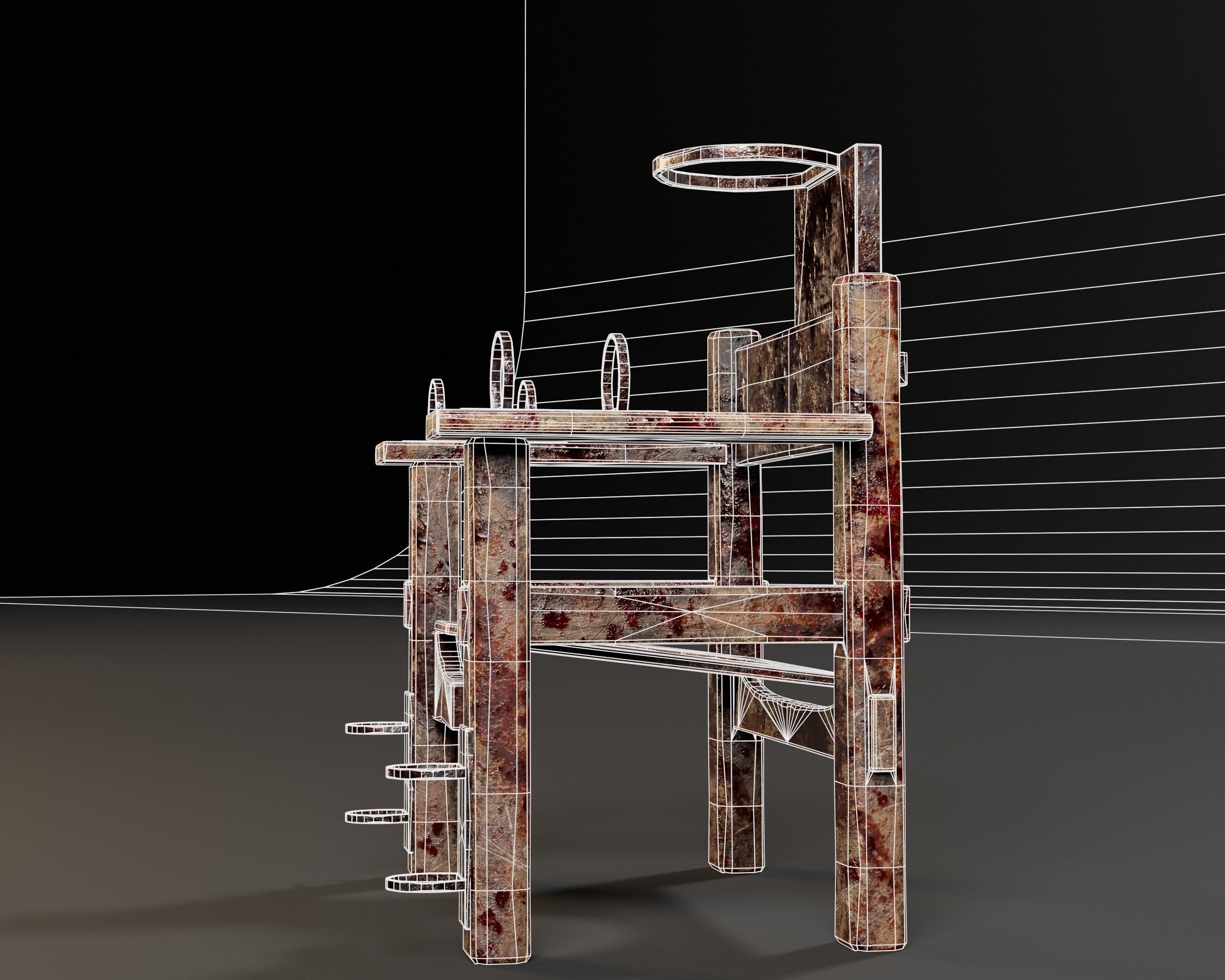 Judas Torture Stool Low-poly 3D model_11