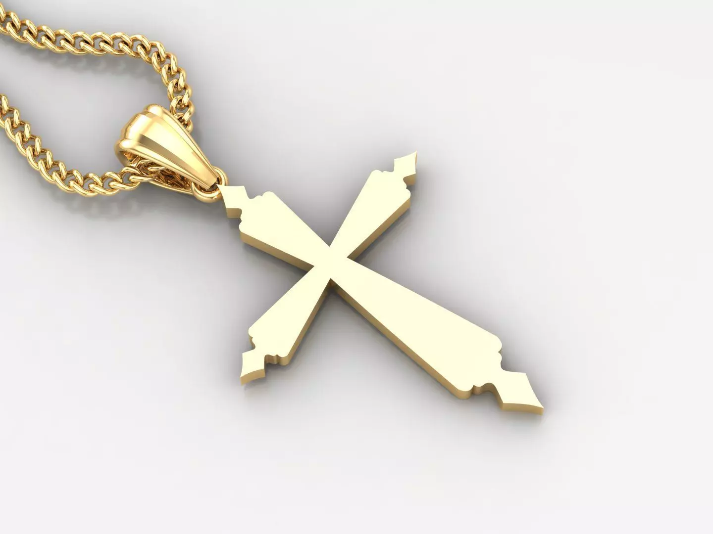 Light Gold 18K Cross Pendant 1CP100 3D print model_0