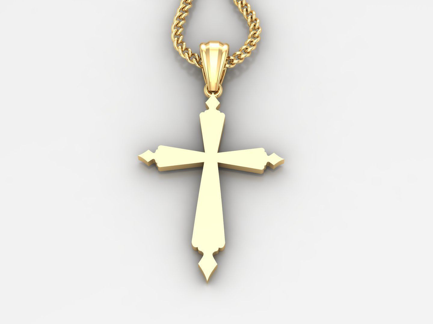 Light Gold 18K Cross Pendant 1CP100 3D print model_2