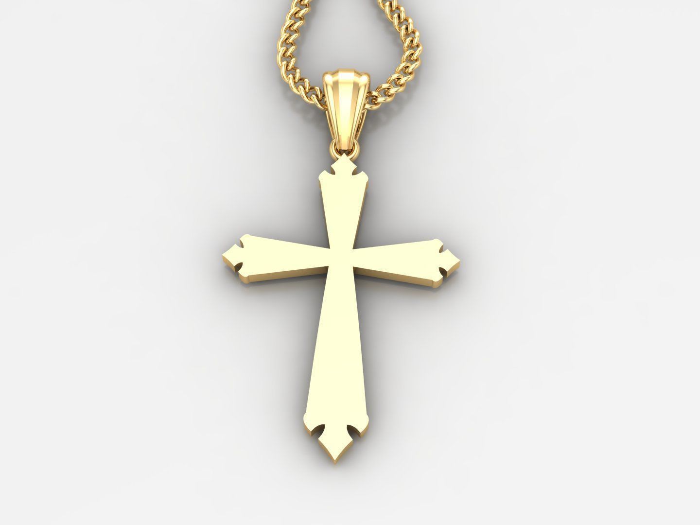 Light Gold 18K Cross Pendant 1CP097 3D print model_2