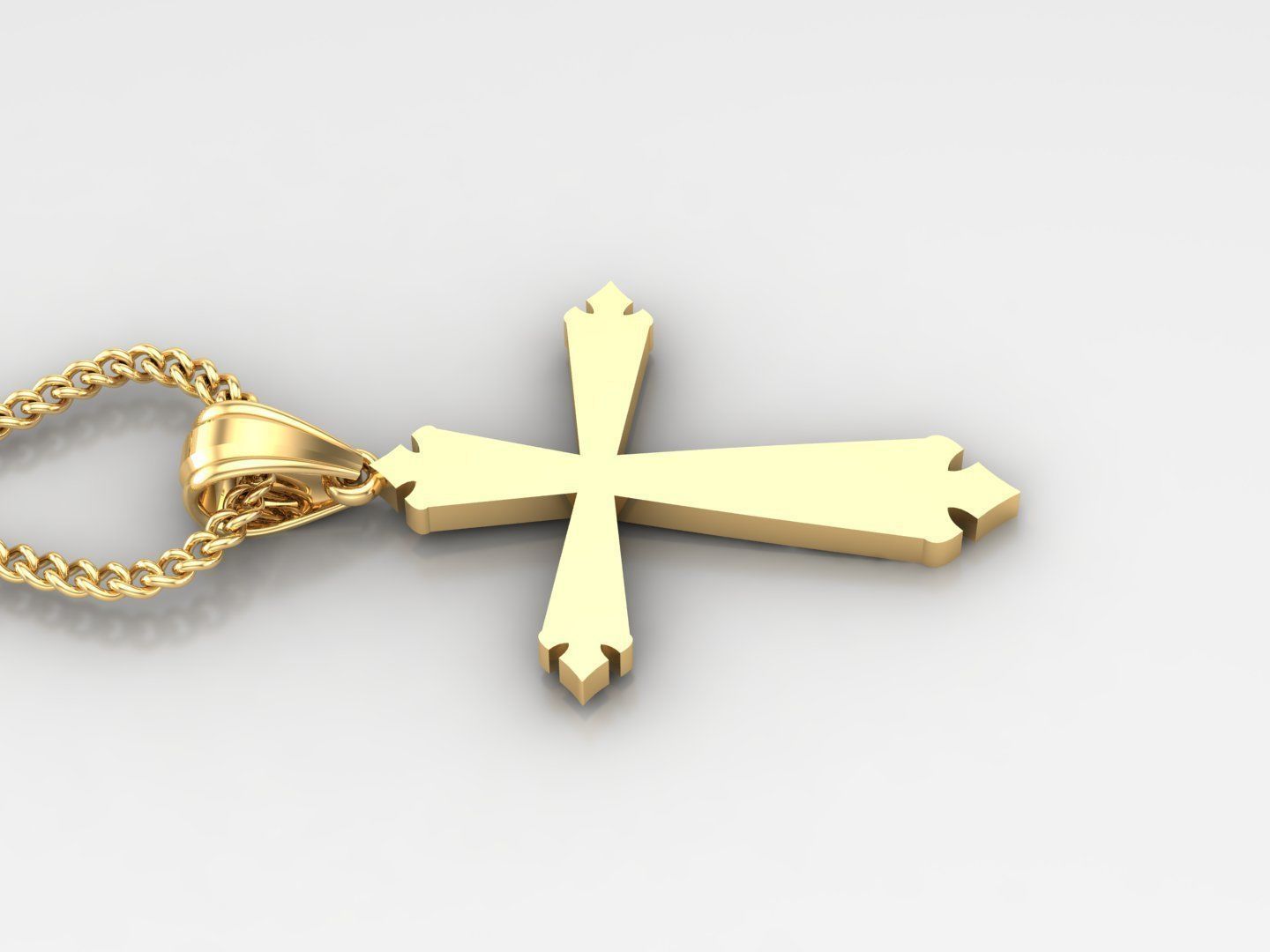 Light Gold 18K Cross Pendant 1CP097 3D print model_3