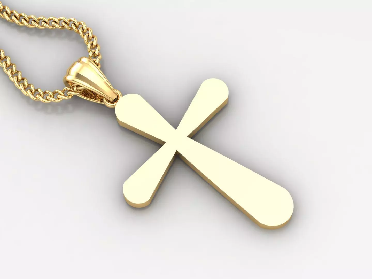 Light Gold 18K Cross Pendant 1CP095 3D print model_0