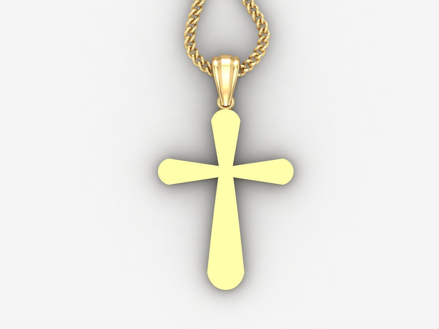 Light Gold 18K Cross Pendant 1CP095 3D print model_4