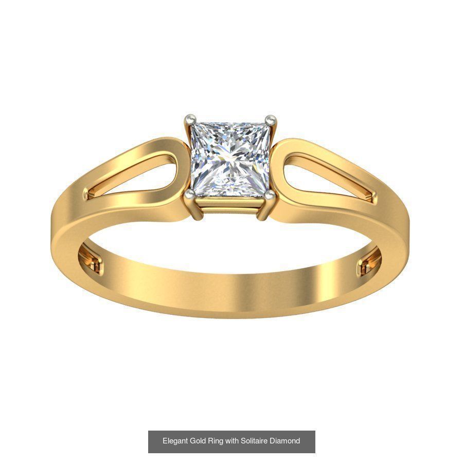 Exquisite Gold Rings Featuring a Brilliant Diamond  3D Model Collection_52