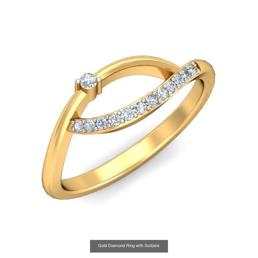 Exquisite Gold Rings Featuring a Brilliant Diamond  3D Model Collection_21