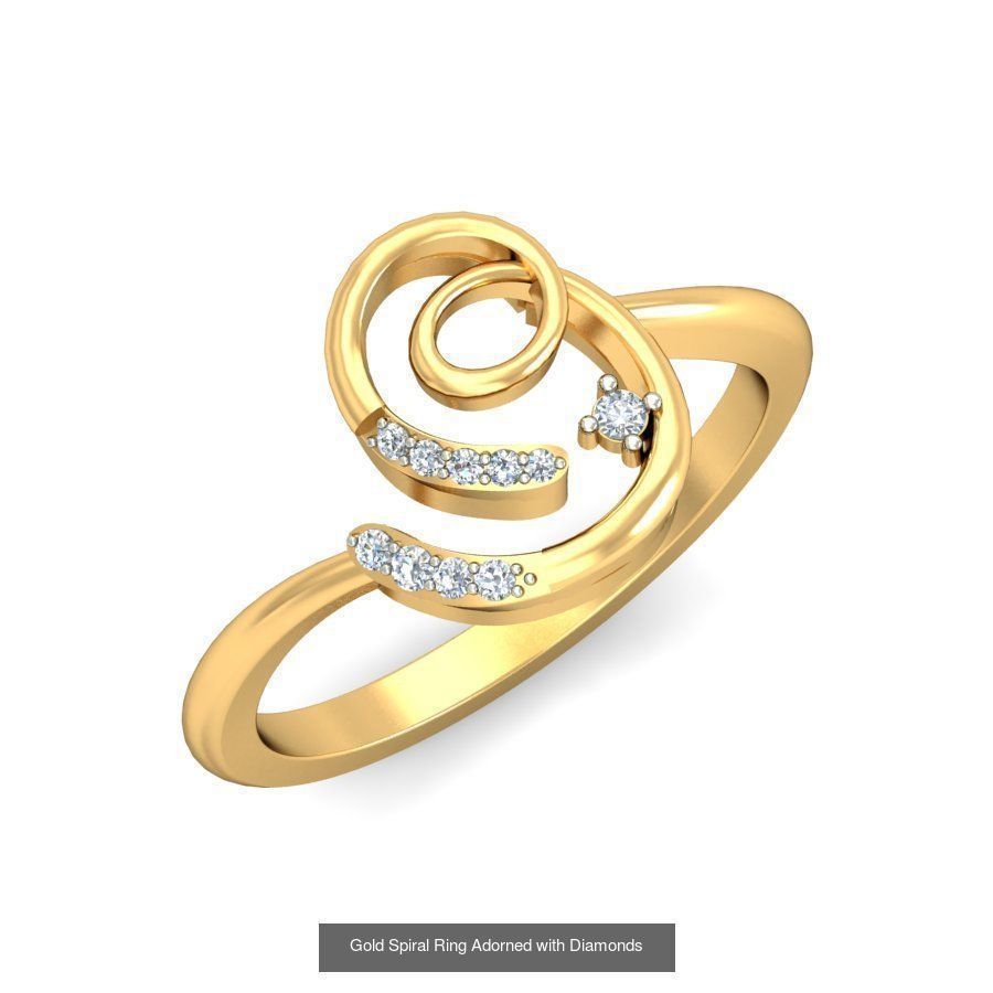 Exquisite Gold Rings Featuring a Brilliant Diamond  3D Model Collection_13