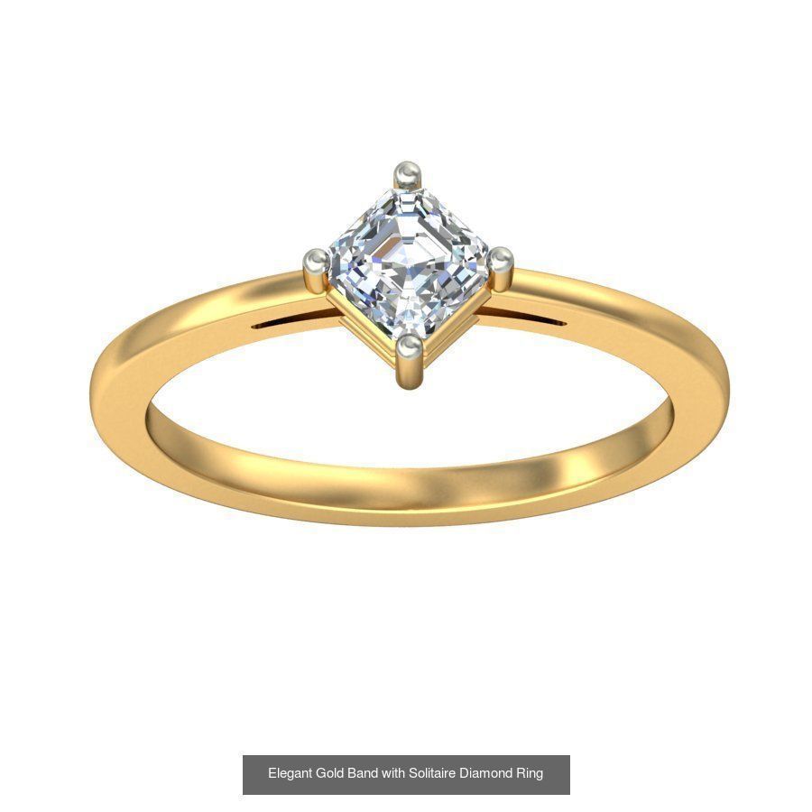 Exquisite Gold Rings Featuring a Brilliant Diamond  3D Model Collection_44