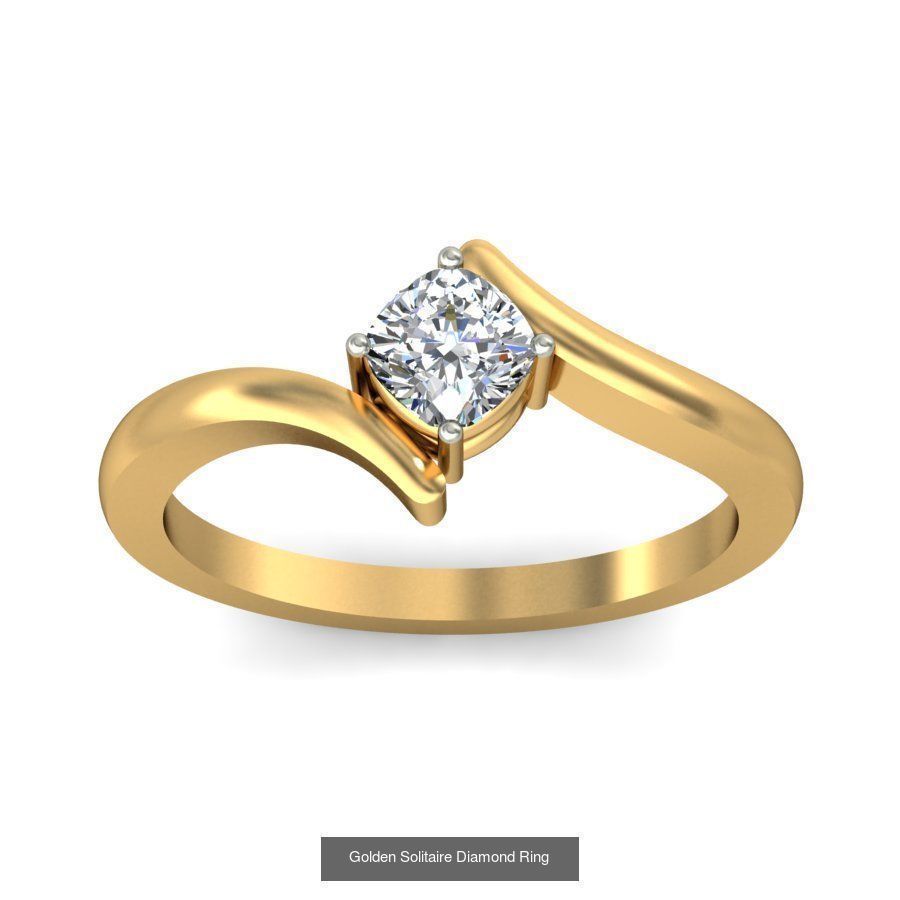 Exquisite Gold Rings Featuring a Brilliant Diamond  3D Model Collection_36