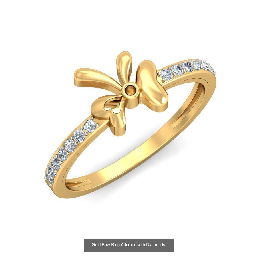 Exquisite Gold Rings Featuring a Brilliant Diamond  3D Model Collection_12