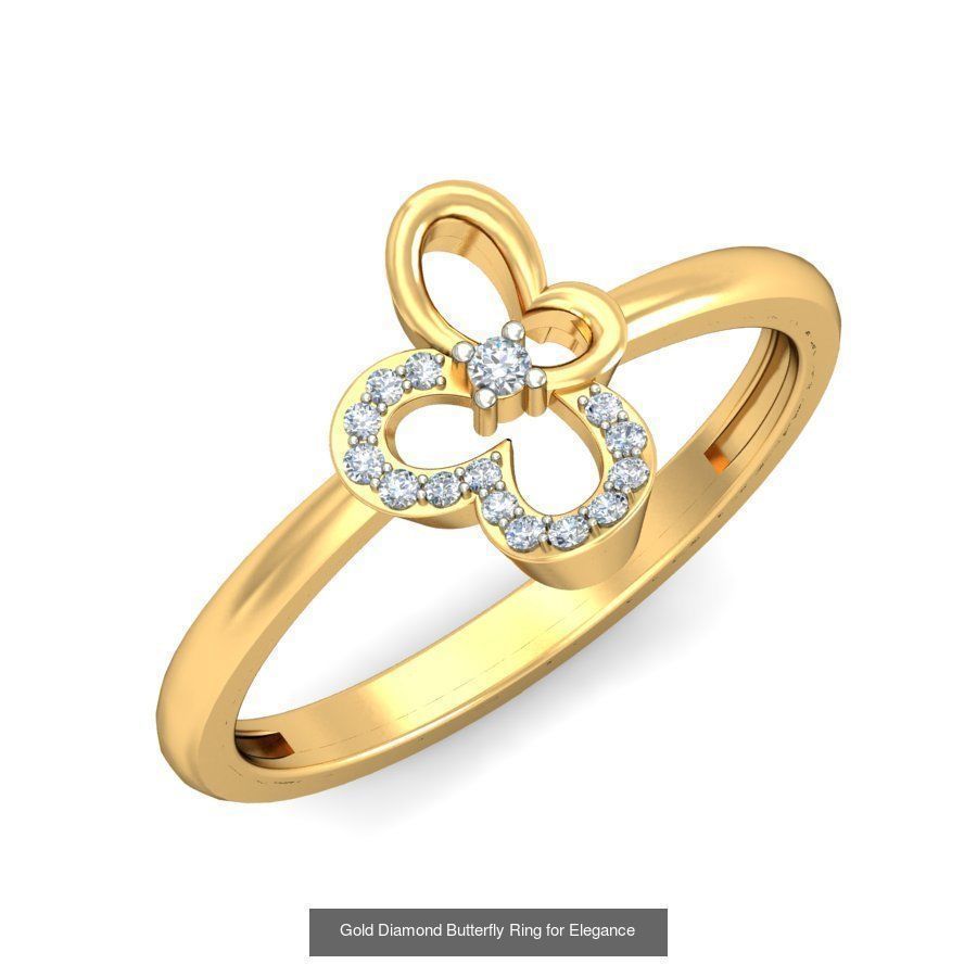 Exquisite Gold Rings Featuring a Brilliant Diamond  3D Model Collection_11