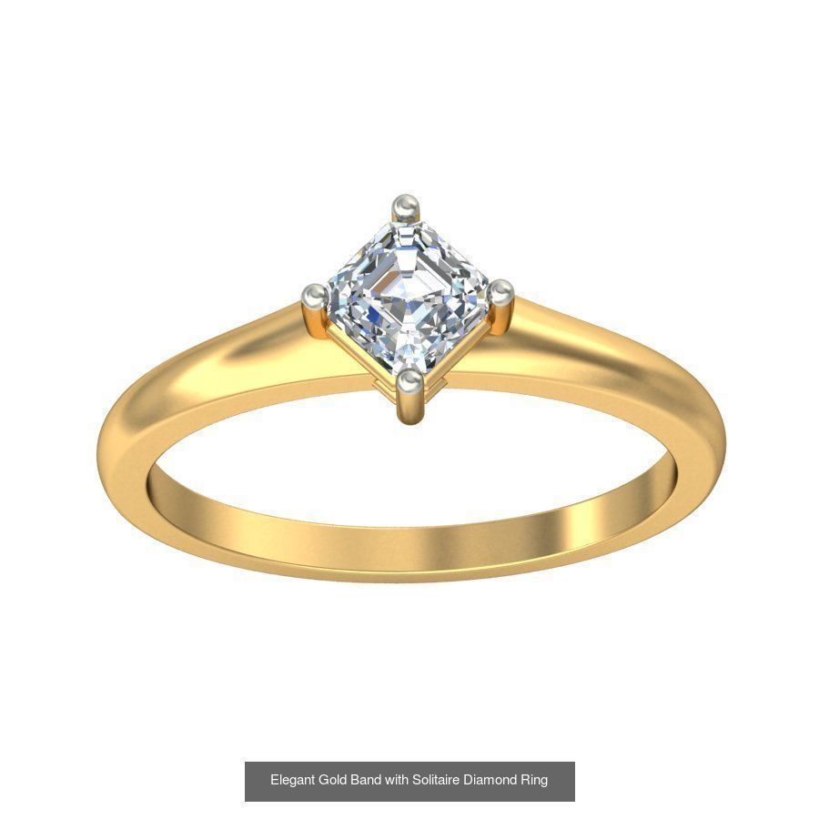 Exquisite Gold Rings Featuring a Brilliant Diamond  3D Model Collection_43