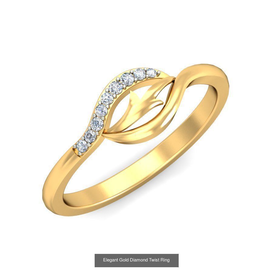 Exquisite Gold Rings Featuring a Brilliant Diamond  3D Model Collection_24