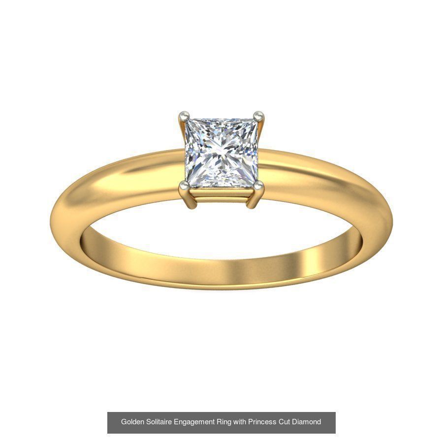 Exquisite Gold Rings Featuring a Brilliant Diamond  3D Model Collection_51
