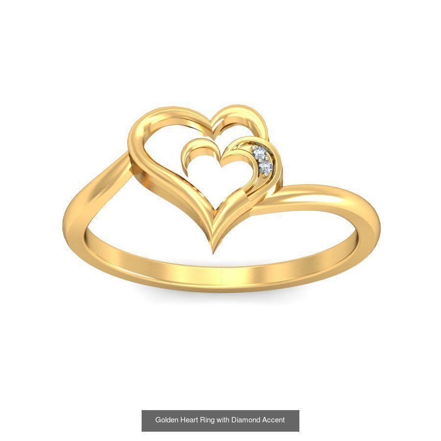 Exquisite Gold Rings Featuring a Brilliant Diamond  3D Model Collection_34