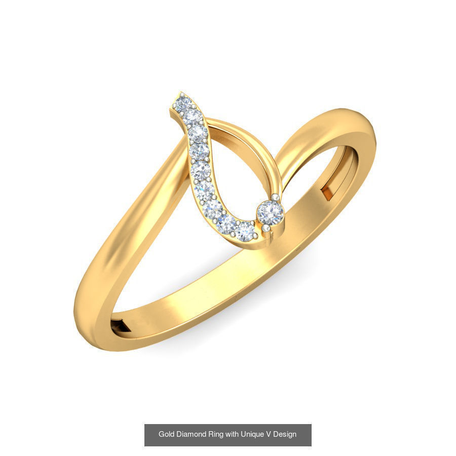 Exquisite Gold Rings Featuring a Brilliant Diamond  3D Model Collection_20