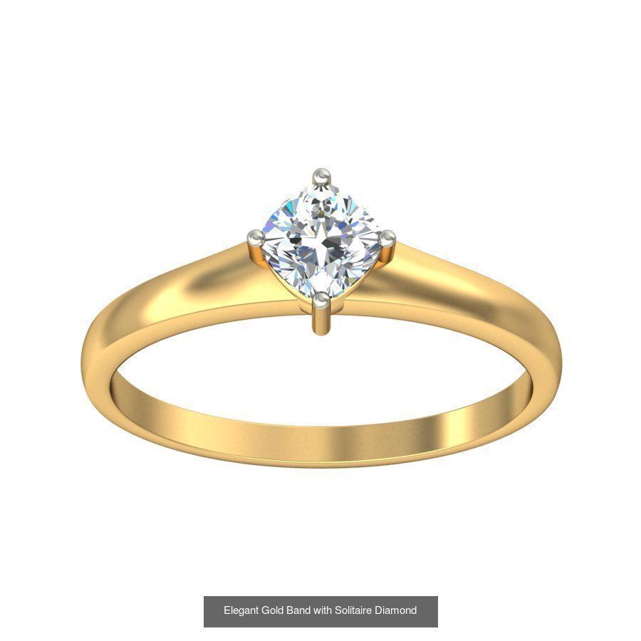 Exquisite Gold Rings Featuring a Brilliant Diamond  3D Model Collection_38