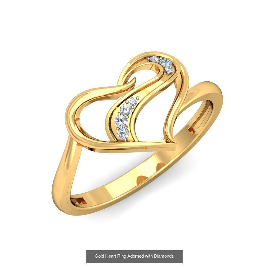 Exquisite Gold Rings Featuring a Brilliant Diamond  3D Model Collection_16