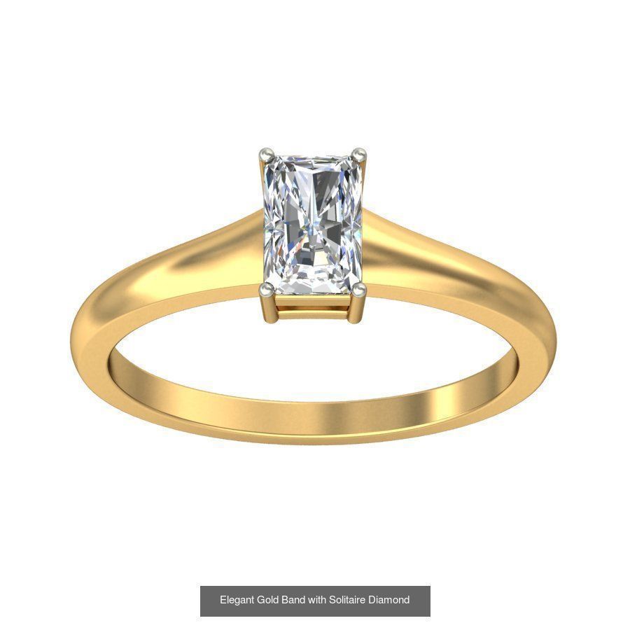 Exquisite Gold Rings Featuring a Brilliant Diamond  3D Model Collection_48