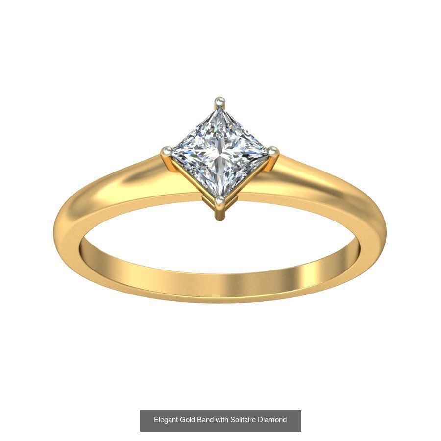 Exquisite Gold Rings Featuring a Brilliant Diamond  3D Model Collection_53