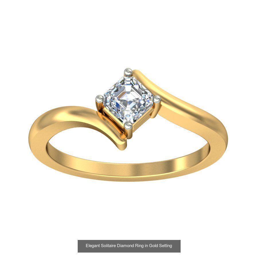 Exquisite Gold Rings Featuring a Brilliant Diamond  3D Model Collection_40