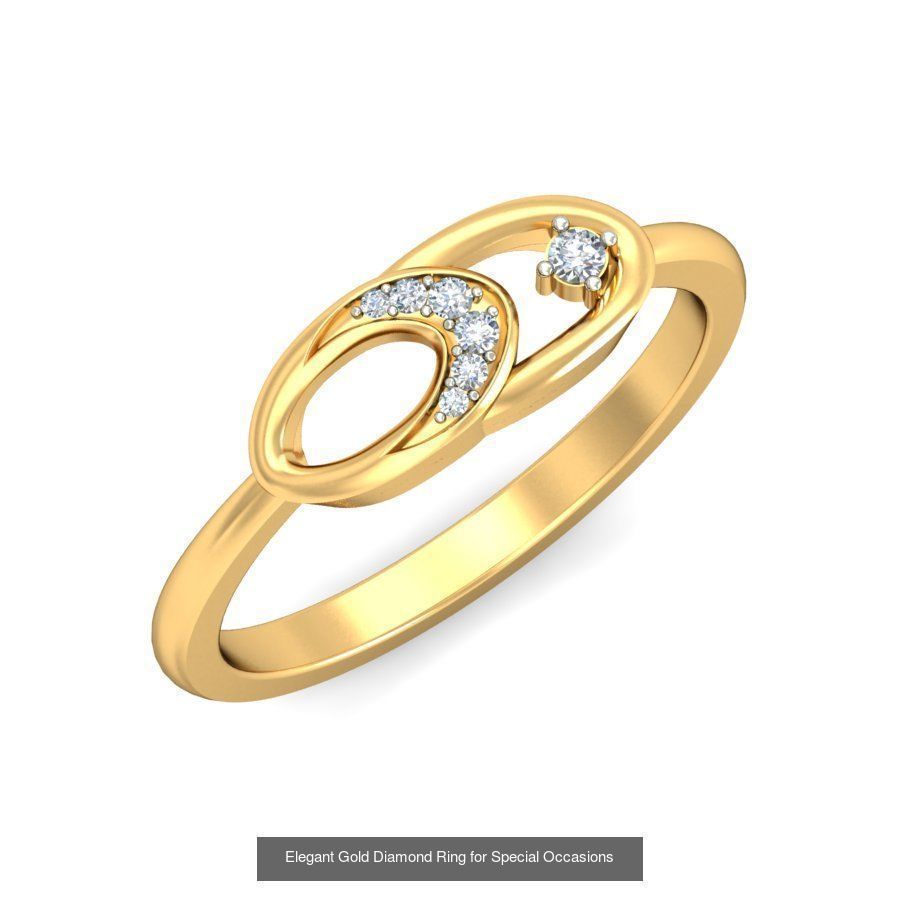 Exquisite Gold Rings Featuring a Brilliant Diamond  3D Model Collection_19