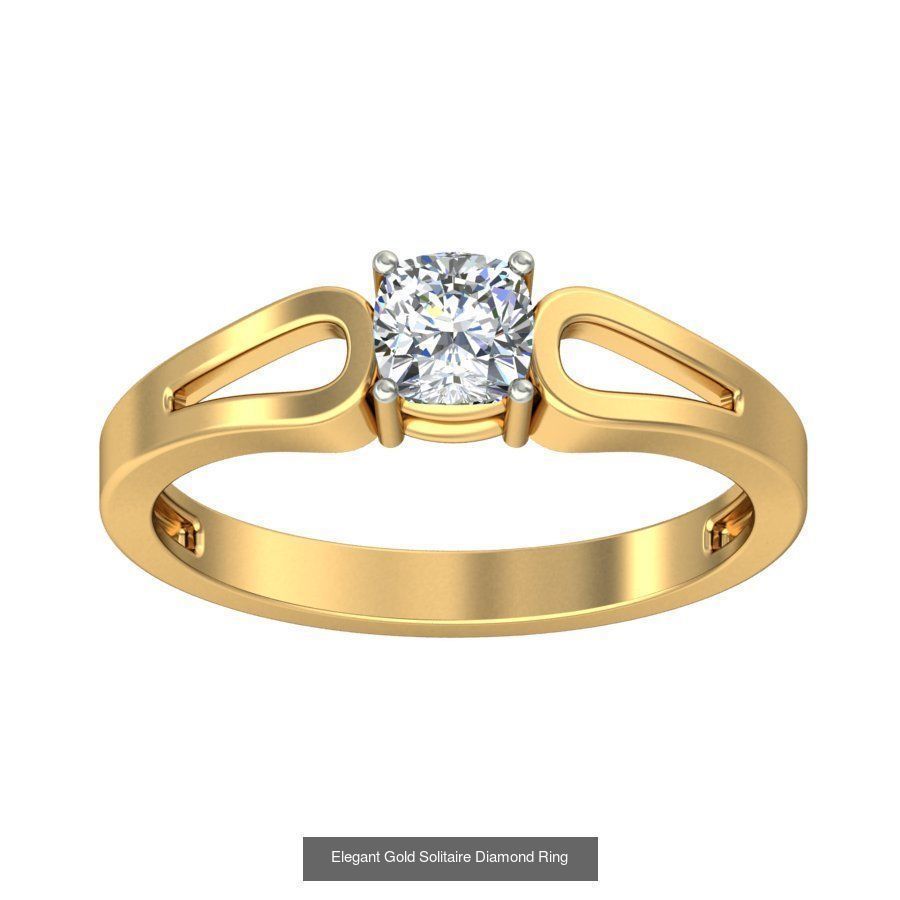 Exquisite Gold Rings Featuring a Brilliant Diamond  3D Model Collection_37