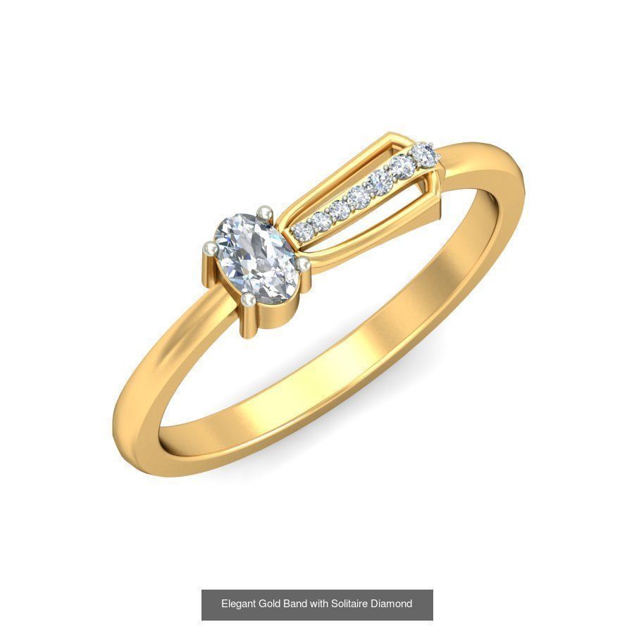 Exquisite Gold Rings Featuring a Brilliant Diamond  3D Model Collection_25