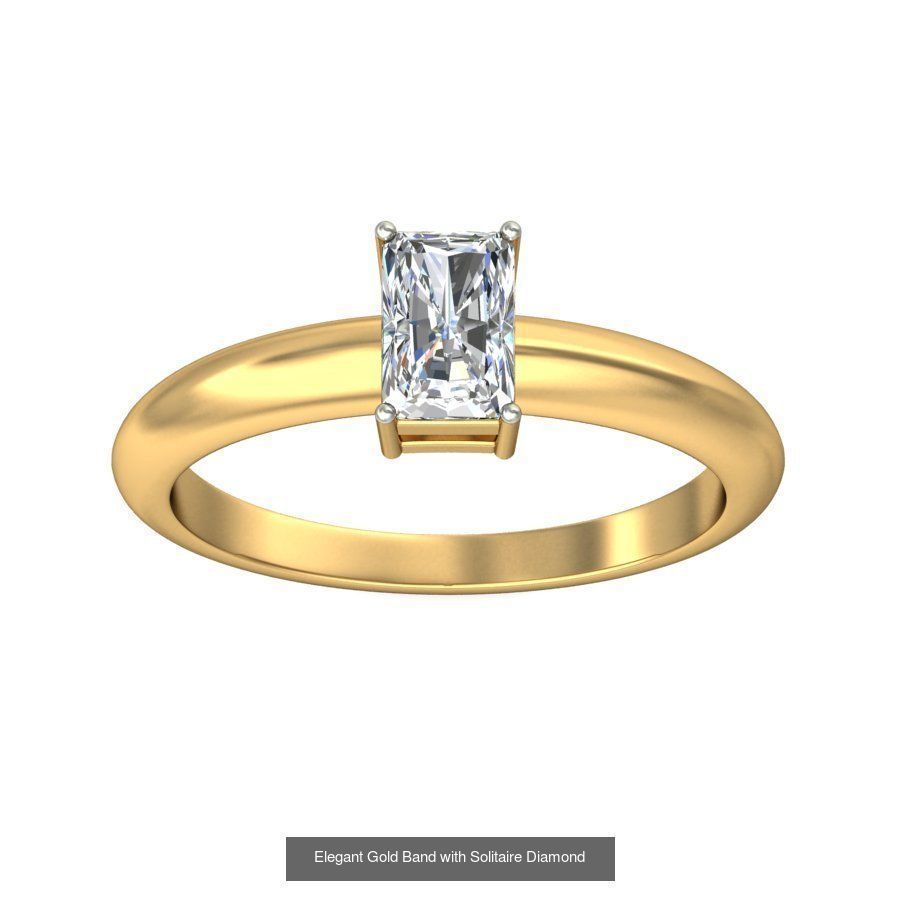Exquisite Gold Rings Featuring a Brilliant Diamond  3D Model Collection_45