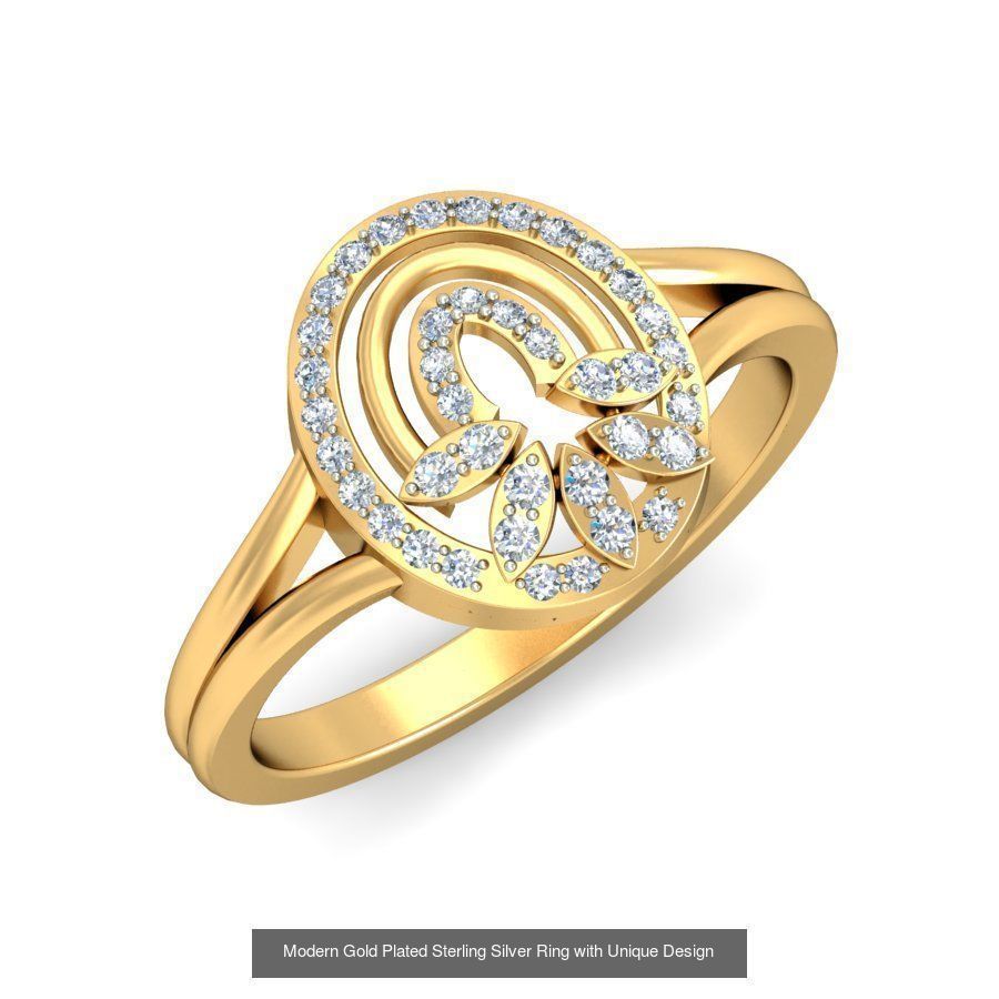 Exquisite Gold Rings Featuring a Brilliant Diamond  3D Model Collection_8