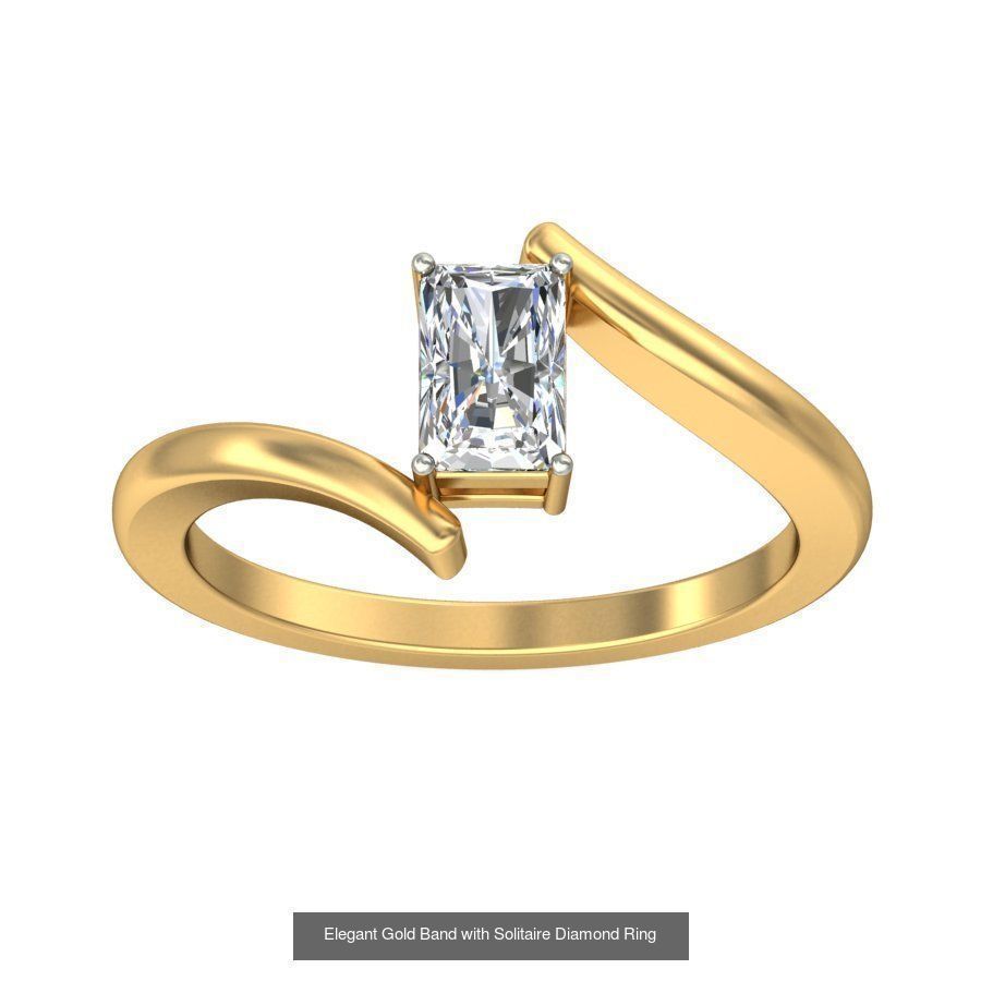 Exquisite Gold Rings Featuring a Brilliant Diamond  3D Model Collection_46
