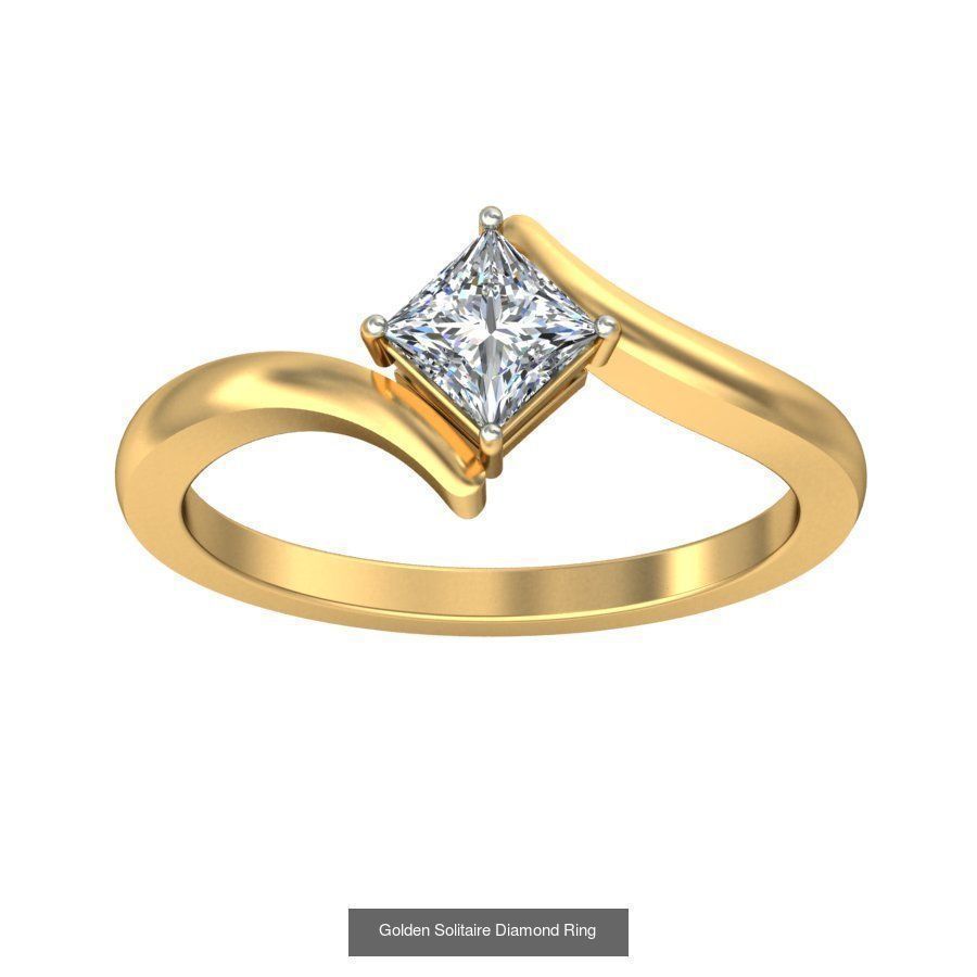 Exquisite Gold Rings Featuring a Brilliant Diamond  3D Model Collection_50