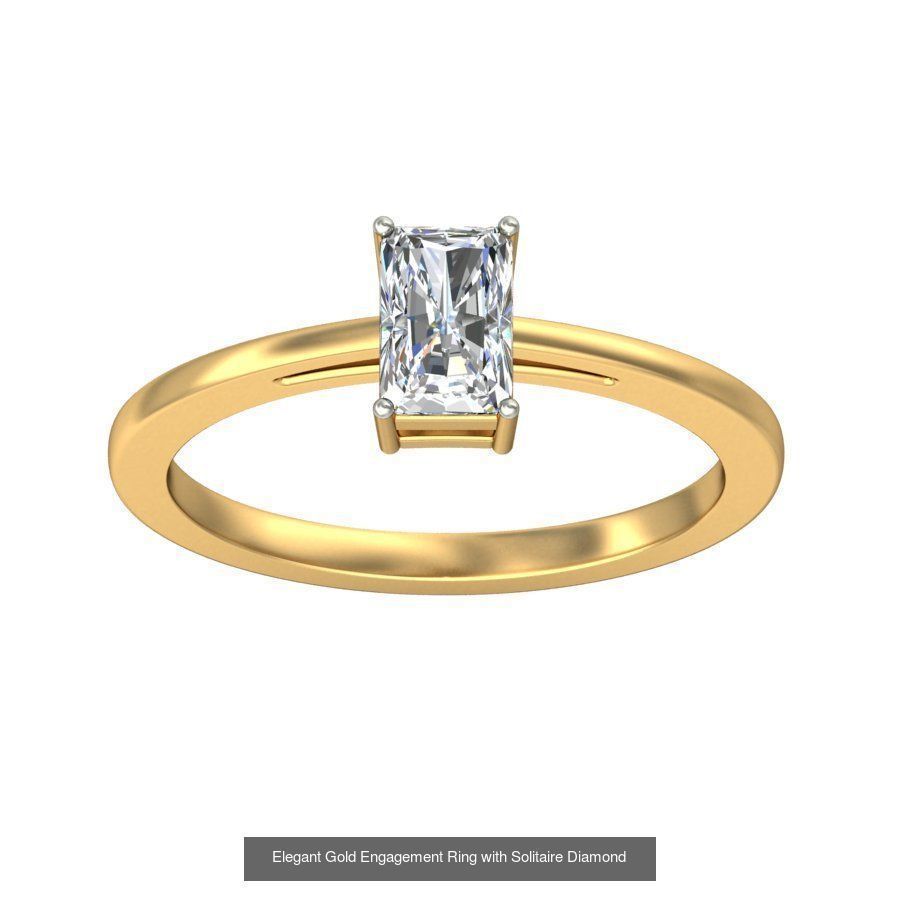 Exquisite Gold Rings Featuring a Brilliant Diamond  3D Model Collection_49
