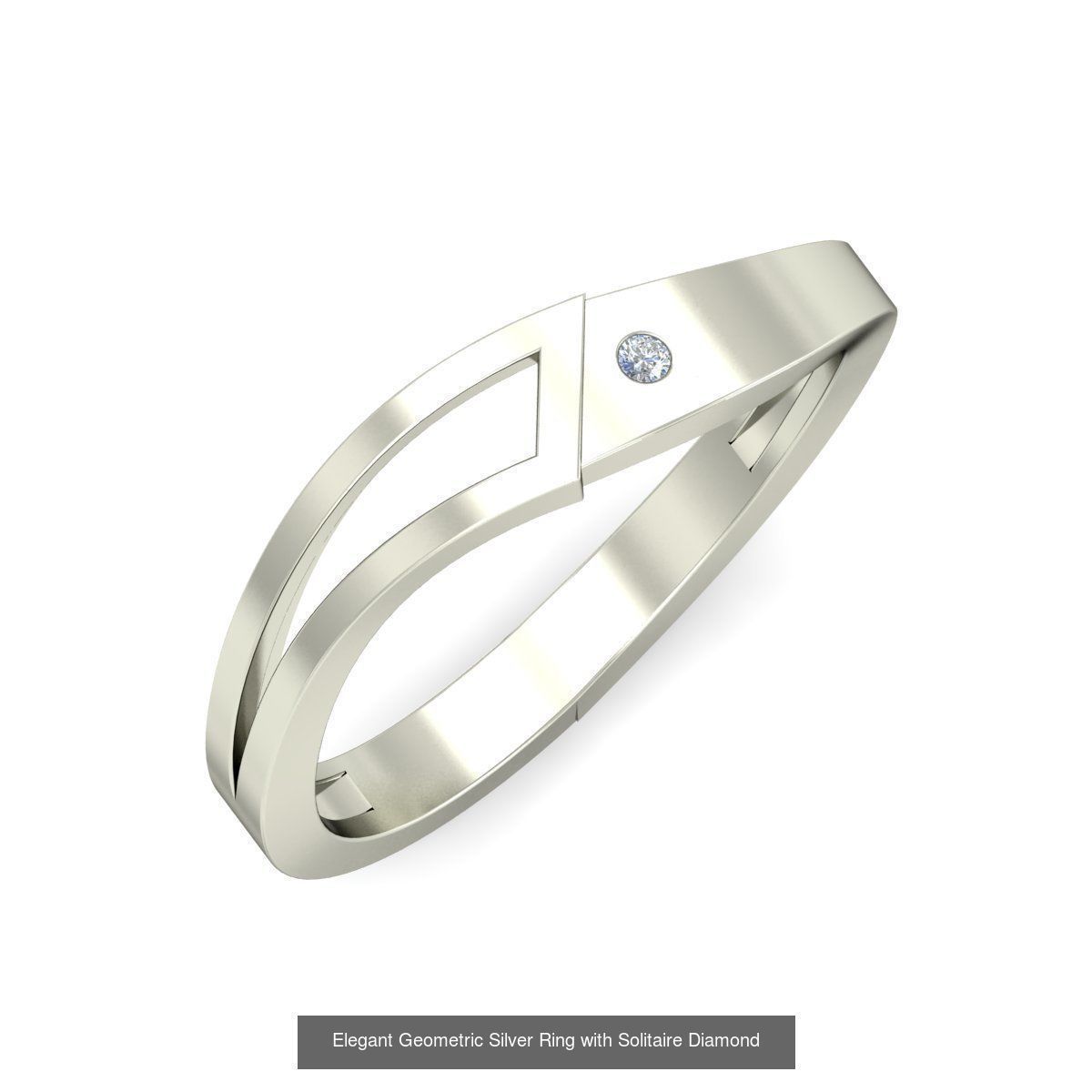 Exquisite Gold Rings Featuring a Brilliant Diamond  3D Model Collection_56