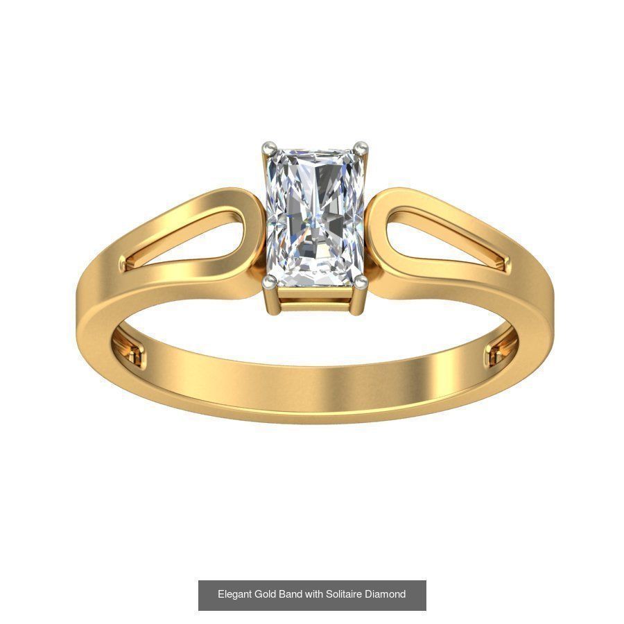 Exquisite Gold Rings Featuring a Brilliant Diamond  3D Model Collection_47