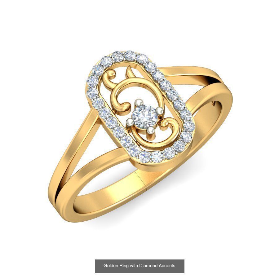 Exquisite Gold Rings Featuring a Brilliant Diamond  3D Model Collection_26