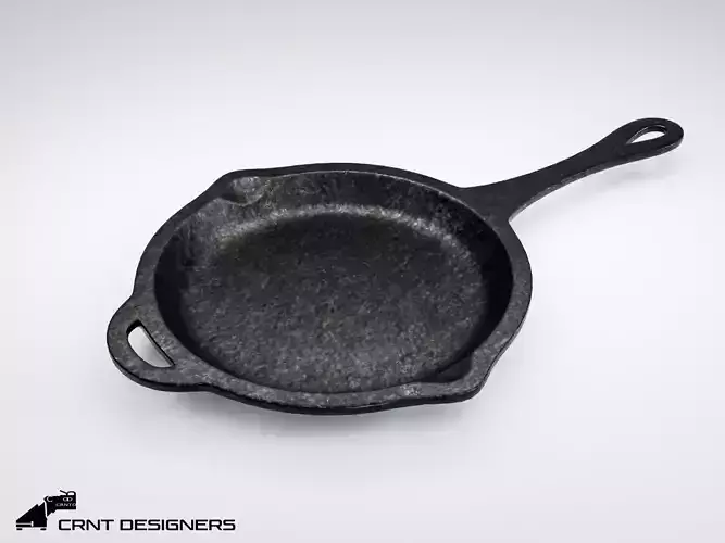 Cast Iron Frying Pan Low-poly 3D model