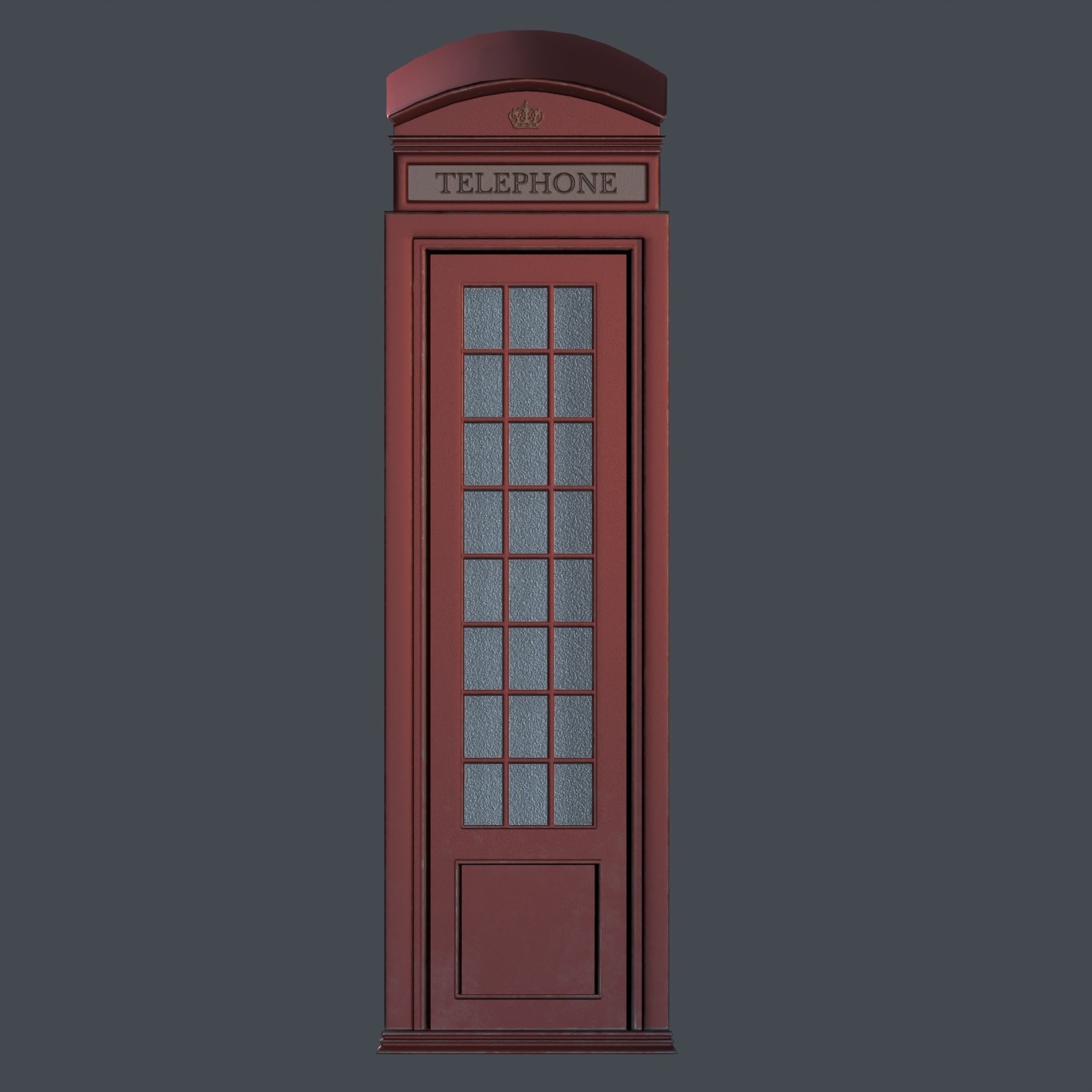 London Telephone Booth Lowpoly Game-Ready 3D Model Low-poly 3D model_2