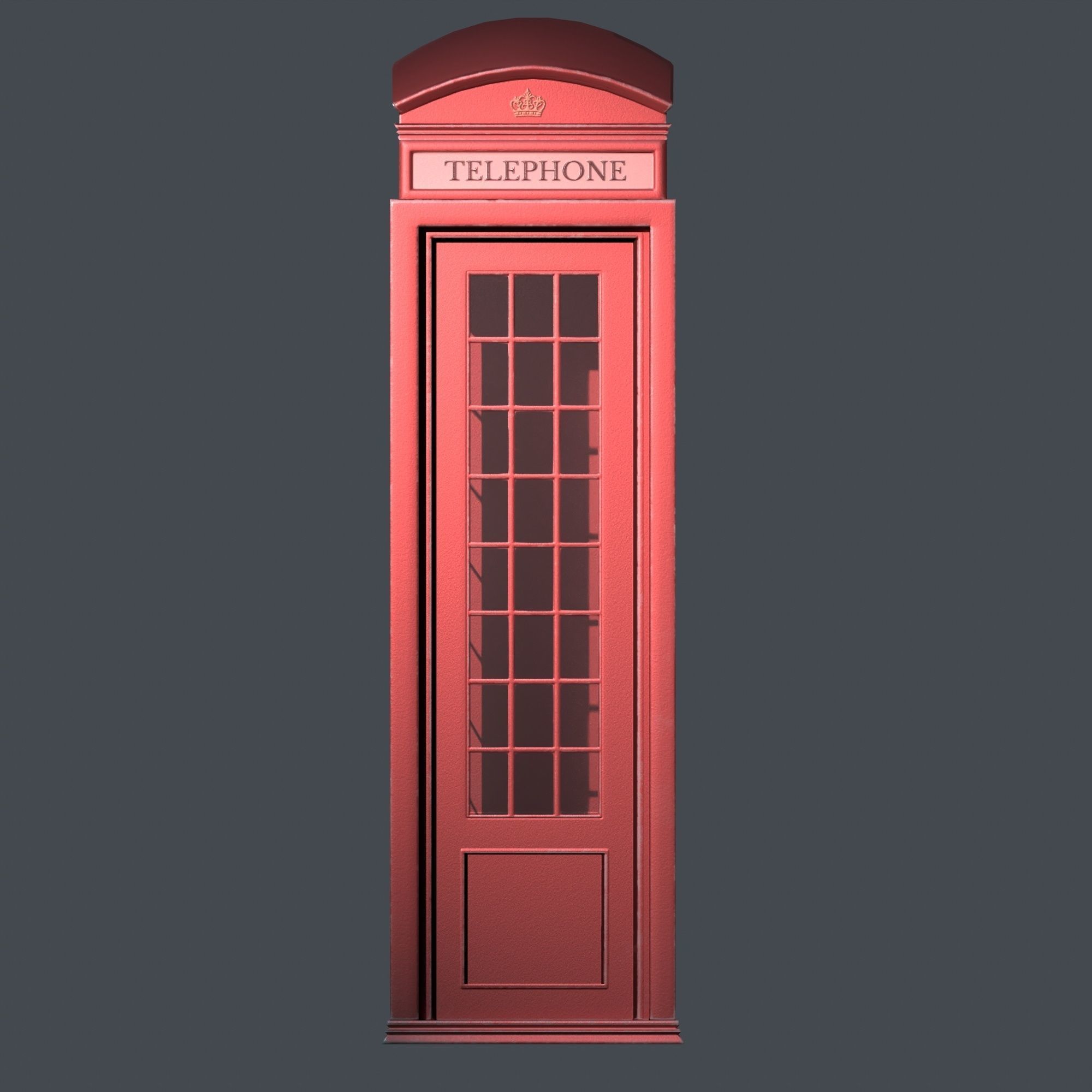 London Telephone Booth Lowpoly Game-Ready 3D Model Low-poly 3D model_3