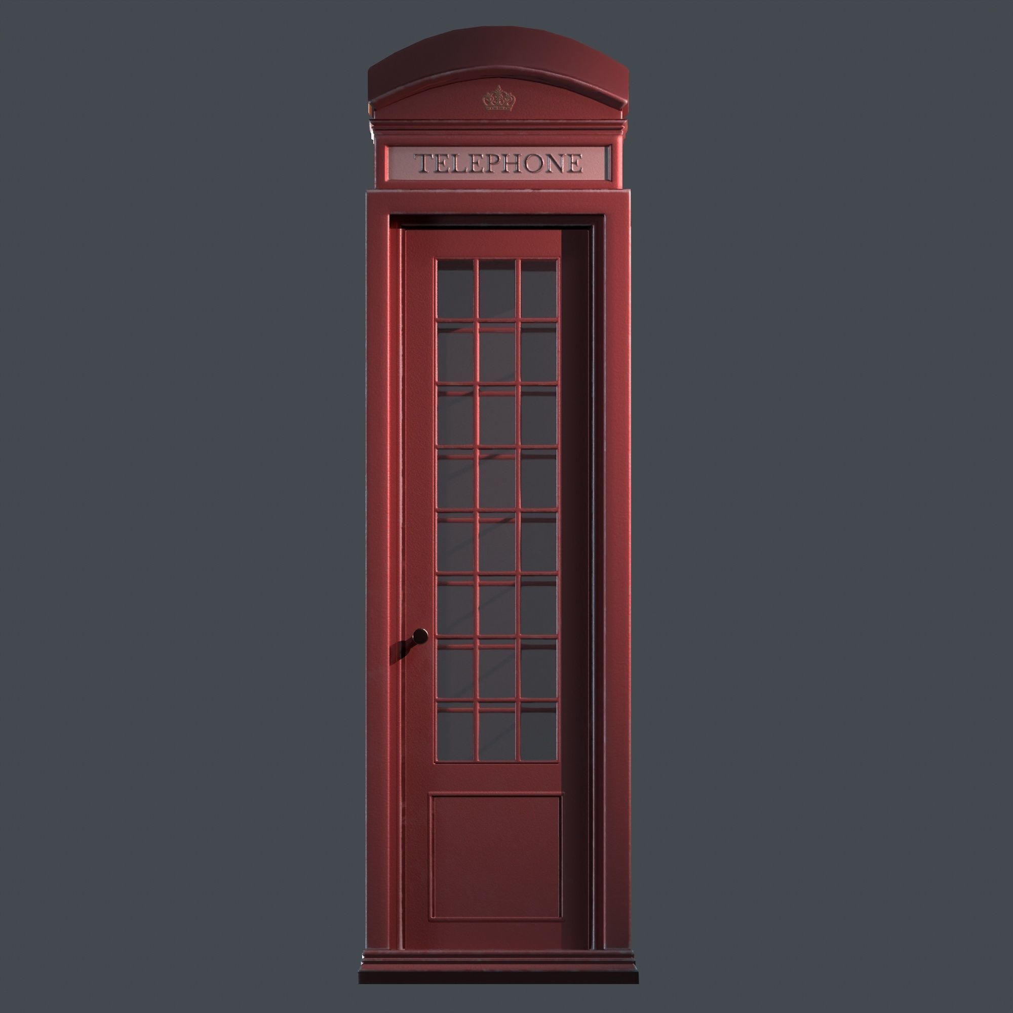 London Telephone Booth Lowpoly Game-Ready 3D Model Low-poly 3D model_4