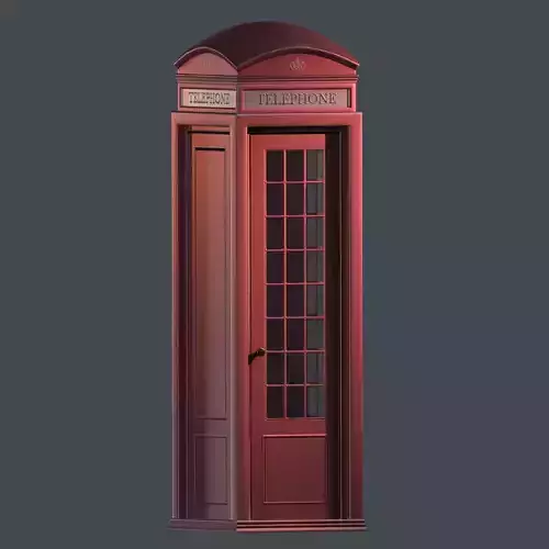 London Telephone Booth Lowpoly Game-Ready 3D Model Low-poly 3D model
