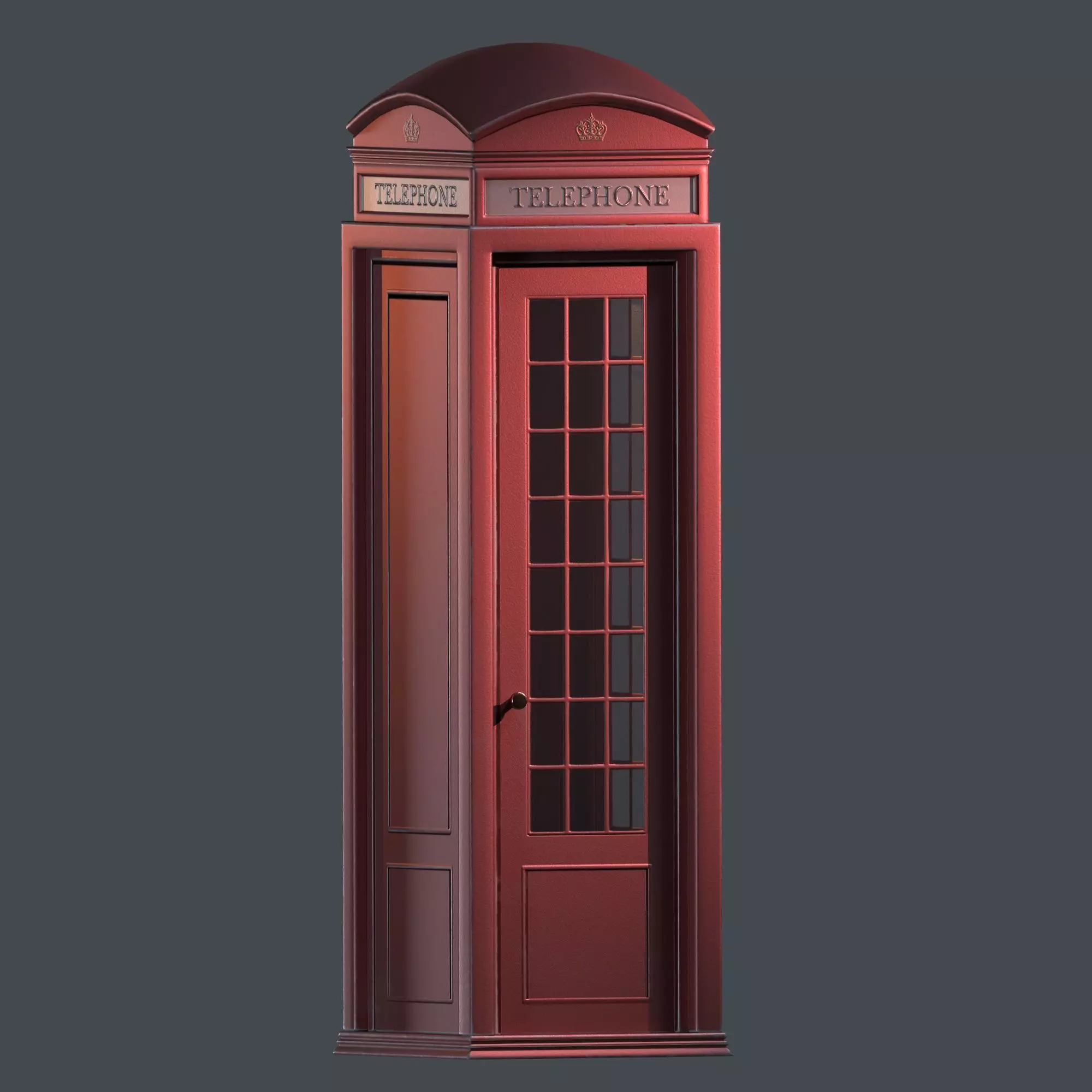 London Telephone Booth Lowpoly Game-Ready 3D Model Low-poly 3D model_0